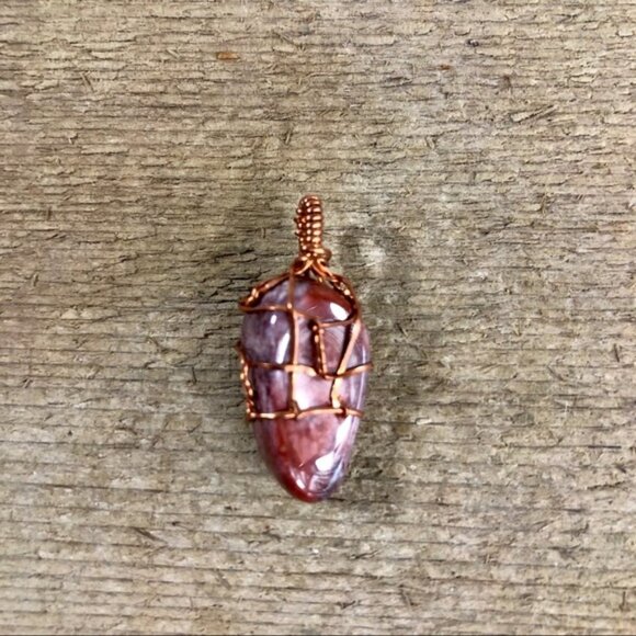 Copper Wrapped Jasper Necklace Pendant - Picture 1 of 5